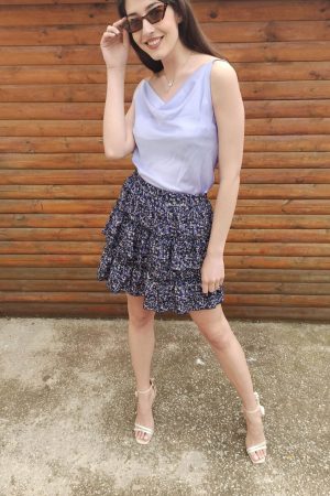 Mini φλοράλ μωβ φούστα