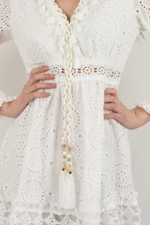 Λευκό μίνι φόρεμα με δαντέλα